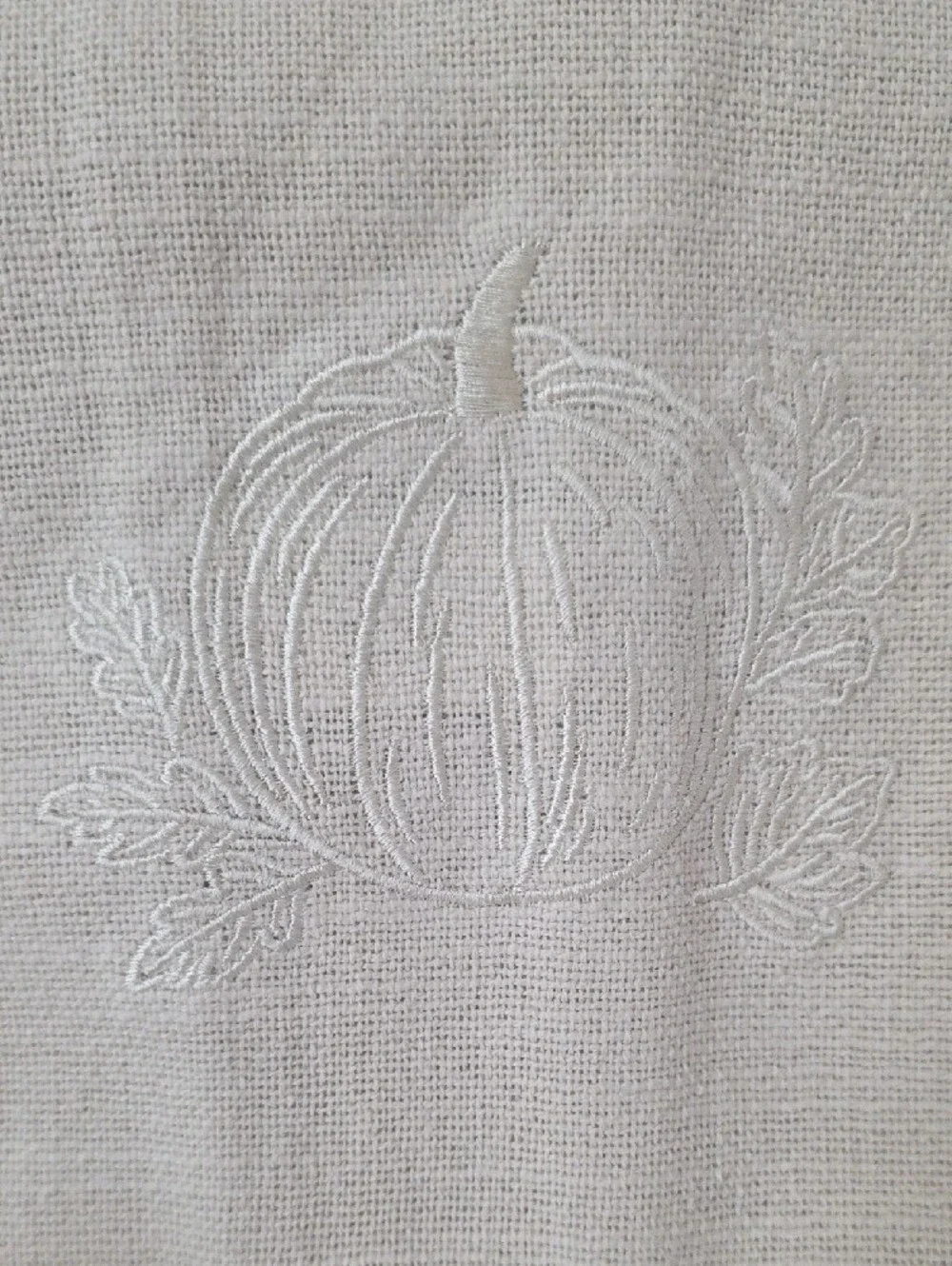 Dash of That NWT Cream Embroidered Pumpkin Fall Leaves Cotton Kitchen Towel Set